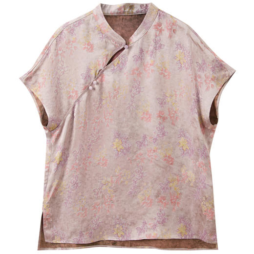 三彩【雨霁山樱】2026夏季新款新中式小衫提花短袖上衣C 商品图4