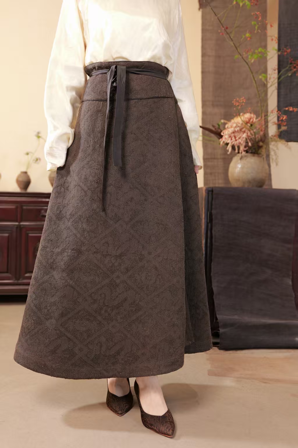 漫物记柞蚕丝系带双面半裙xys-321