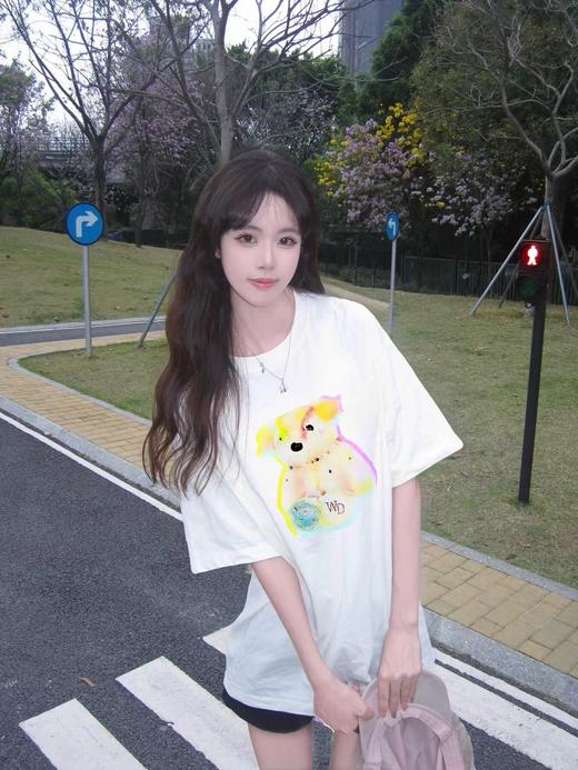 F0331137夏季新品圆领休闲彩色梦幻小熊印花短袖T恤 商品图1