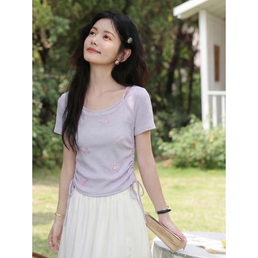 鹿向南【0402/20:00新品前1小时7折限量100件】紫色T恤 商品图1