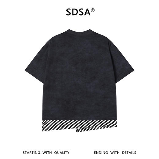 SDSA男装2026新款轻奢潮牌下摆拼接斜拉链设计圆领短袖T恤百搭 商品图1