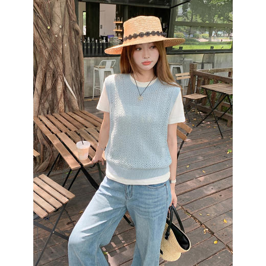 <曾小咸推荐>4.1现货秒杀 ！微信超特价！韩系镂空针织马甲 日常159.99 立减90 秒杀69.99！！ 商品图3