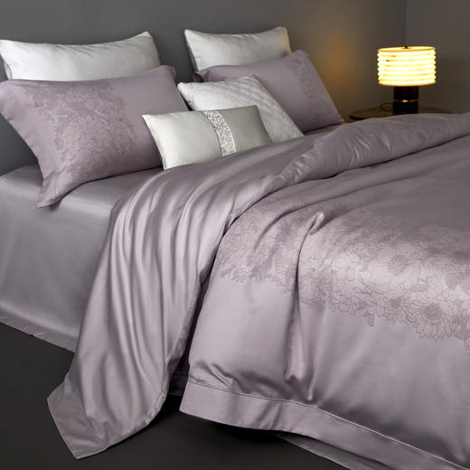 色织棉麻轻奢四件套-紫烟花缕 商品图1