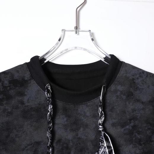 SDSA男装2026新款轻奢小众设计扎染领系带装饰圆领短袖T恤百搭 商品图2