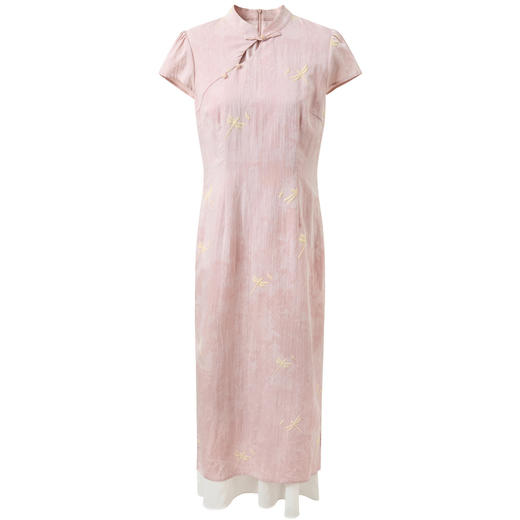 【杏花微雨】三彩2026夏季新款新中式连衣裙假两件拼接长裙C 商品图4