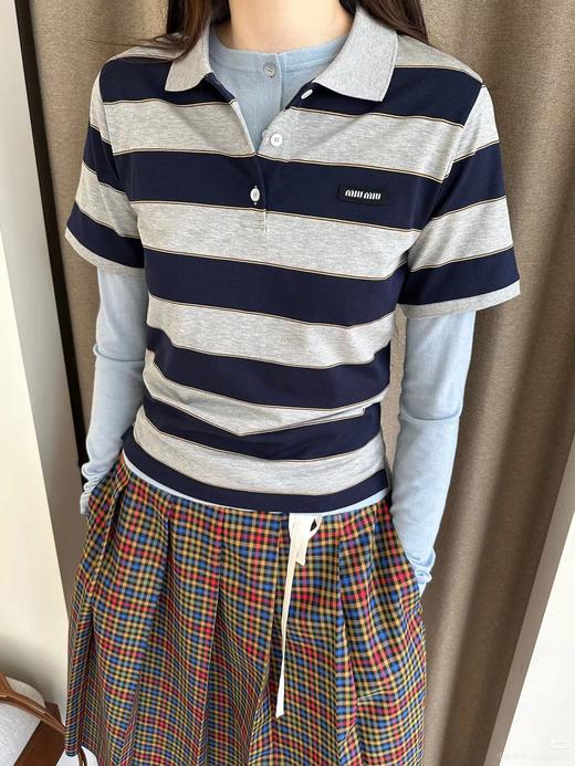 F0331100夏季新款男女同款休闲亲肤透气不变形条纹polo衫 商品图7