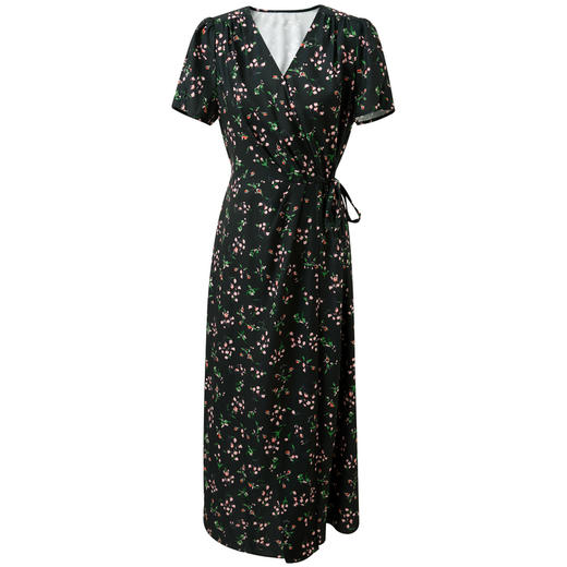 三彩2026夏季新款碎花连衣裙法式V领收腰A字裙长裙优雅S 商品图4