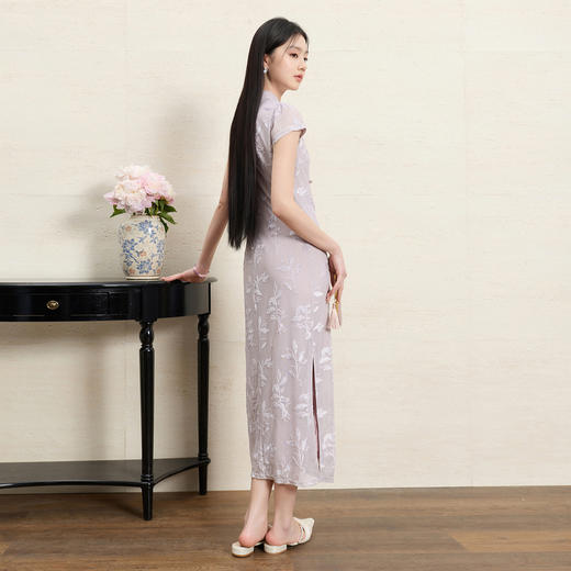 【紫陌红尘】三彩2026夏季新款新中式连衣裙修身直筒长裙C 商品图3