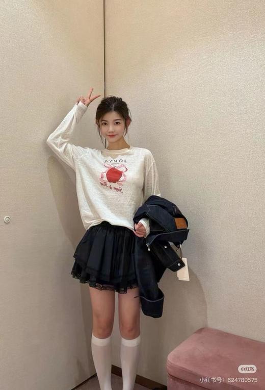 F033155春夏季新款软糯亲肤百搭减龄防晒苹果印花长袖T恤 商品图12