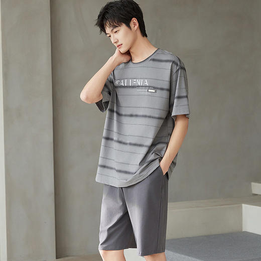 男士纯棉家居服夏季短袖短裤爽棉睡衣宽松休闲可外穿薄款套装新款   JL-5512 商品图1