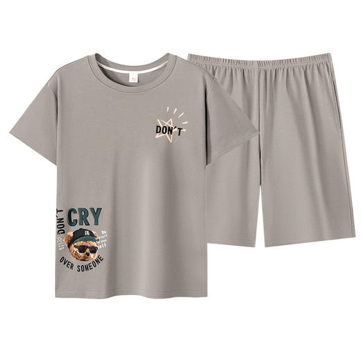 纯棉睡衣男士夏季薄款凉爽套头短袖短裤套装简约印花中青年家居服   JL-YS9043 商品图4