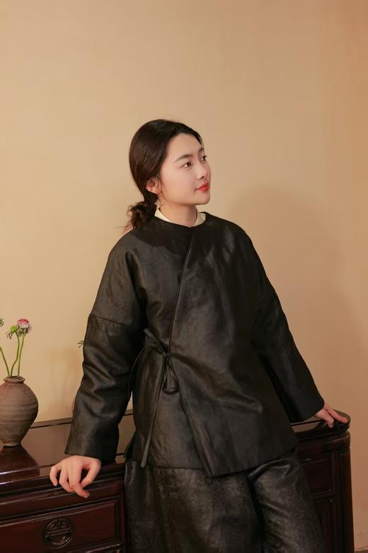 漫物记平板香云纱圆领系带棉上衣xys-318 商品图3