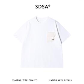 SDSA男装2026新款高贵轻奢撞色肌理口袋装饰宽松短袖T恤百搭时尚
