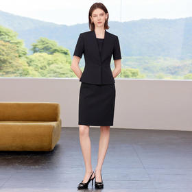 IWY/黑色短袖西装套装女夏季薄款职业装气质显瘦商务通勤工作服J26CQ287