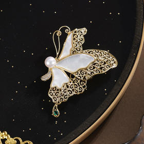 子佩集【蝶舞福临】珍珠惜王妃胸针【XXXZ275】镀金蝴蝶2602