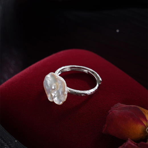 子佩集【清荷结露】银S925珍珠惜王妃戒指【SPR0290001】3mm小珠12*13mm巴洛克2512 商品图1