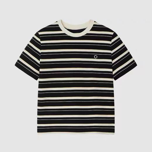 F033170春夏新款时尚百搭全棉高克重面料条对条设计短袖T恤 商品图6