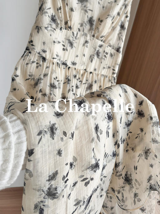 专柜实拍【天丝莱赛尔】拉夏贝尔/La Chapelle轻奢线！法式V领撞色花朵后背松紧吊带裙气质温柔连衣裙 商品图5