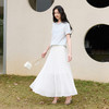 三彩2026夏季新款高腰A字半身裙长裙压褶雪纺裙大摆梨形显瘦裙子S 商品缩略图3