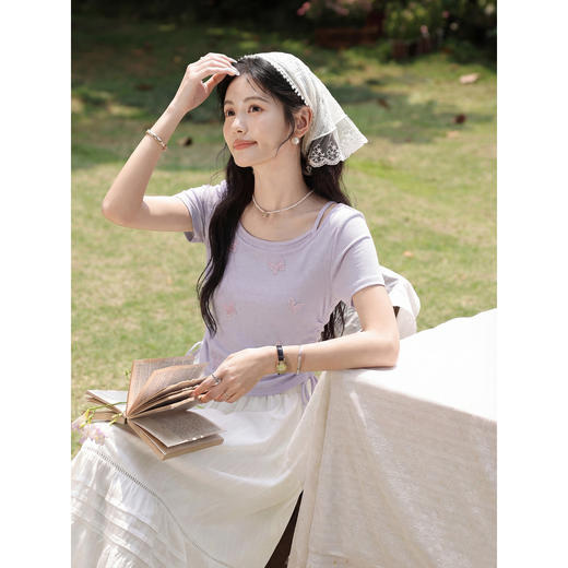 鹿向南【0402/20:00新品前1小时7折限量100件】紫色T恤 商品图2