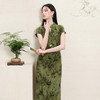 三彩2026夏季新款新中式连衣裙植绒印花长裙立领旗袍裙M 商品缩略图1