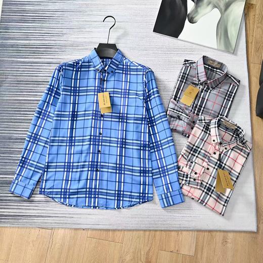 F033107春季新款柔软舒适吸汗桑蚕丝商务休闲格子长袖衬衫衬衣 商品图3