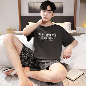 睡衣男士夏季纯棉短袖短裤舒适卡通居家薄款青少年家居服套装  JL-YS9020