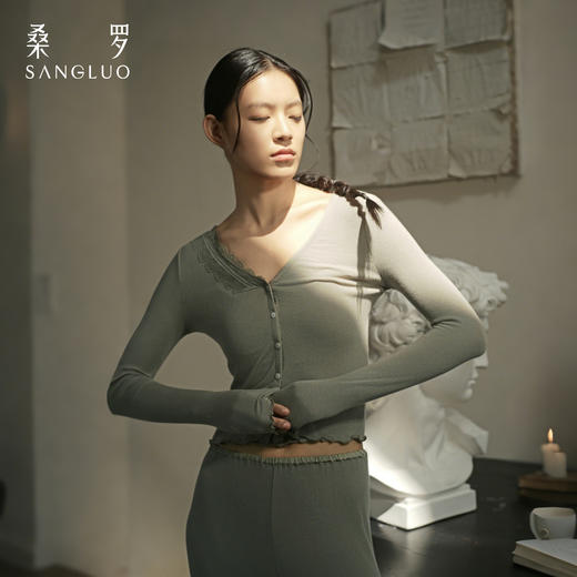 免穿文胸』桑罗羊绒针织套装裸感亲肤打底三件套女家居服秋冬外穿 商品图3