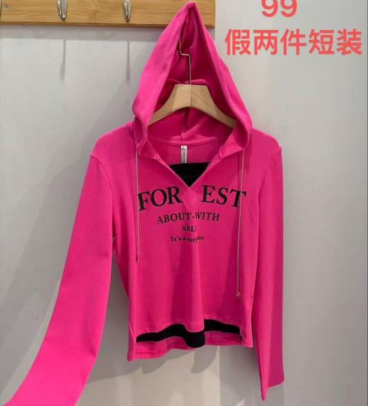 NC连帽印字母假两件小衫51220（红）春季 261050010321 商品图2