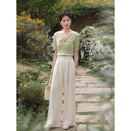 鹿向南【0402/20:00新品前1小时7折限量100件】杏色休闲裤 商品图2