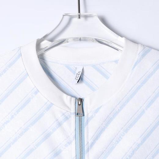 SDSA男装2026新款高贵轻奢简约撞色斜条纹肌理拉链短袖T恤百搭 商品图1