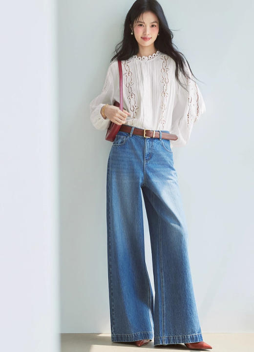 等风吹过重工镂空花边亚麻棉唯美衬衫 商品图2