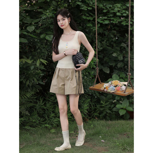 鹿向南【0402/20:00新品前1小时5折限量100件】杏色背心吊带上衣 商品图3