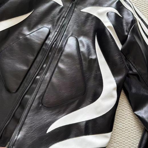 F033138春夏季新款复古舒适亲肤男女同款立领宽松拉链夹克机车皮衣外套 商品图3