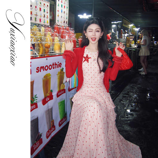 余潇潇【星之所向】高级感100棉五角星撞色无袖上衣&不规则长半裙 商品图3