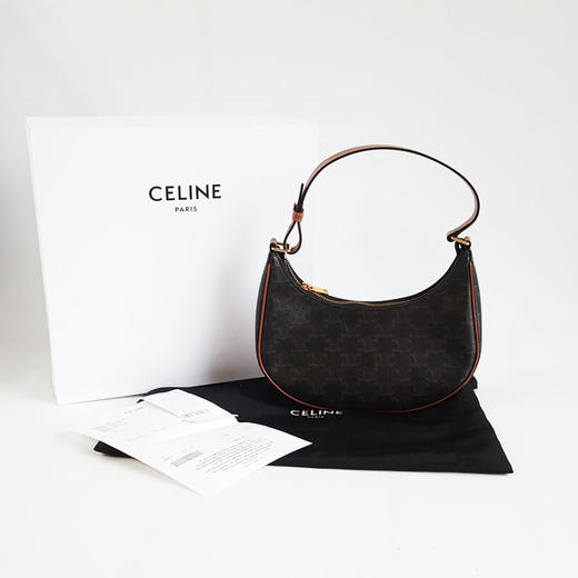 【95新】CELINE思琳193952BZJ.04LU棕色凯旋门老花AVA豌豆包腋下包单肩包女士270326TJ17 商品图1