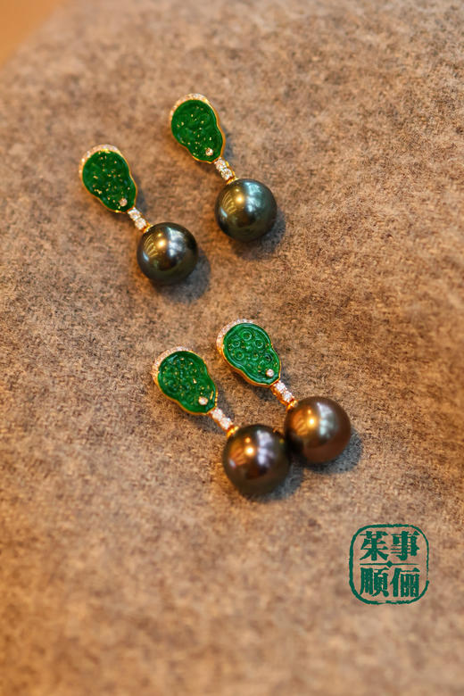 【26年女神樱花季】【茱事顺俪】18k金翡翠大溪地黑珍珠耳环 商品图2