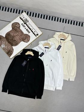 F0331135运动宽松休闲纯色刺绣拉链开衫外套连帽卫衣