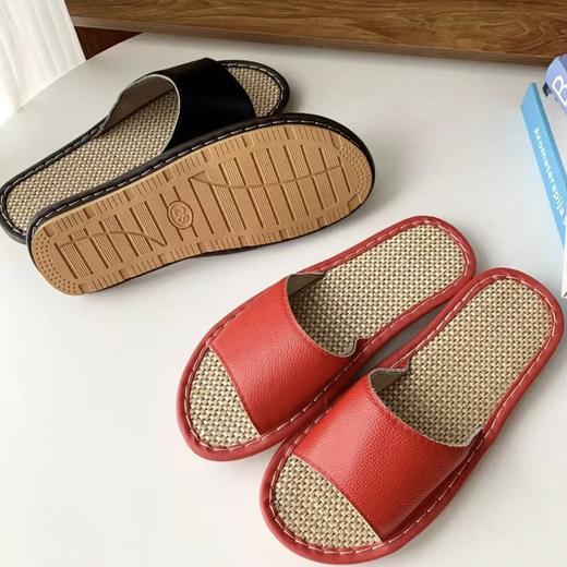 【单拍1/3/5双一律不发！59/2双，79/4双】牛皮亚麻拖鞋，柔软触感，吸汗不闷脚 商品图3