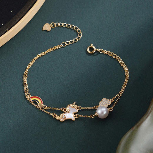 子佩集【萌马奇遇】银S925珍珠惜王妃手链【W5125】双色小马彩虹2602 商品图1