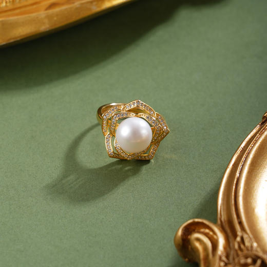 子佩集【芳华永驻】银S925珍珠惜王妃戒指【YR0068】镀金五瓣花 商品图1