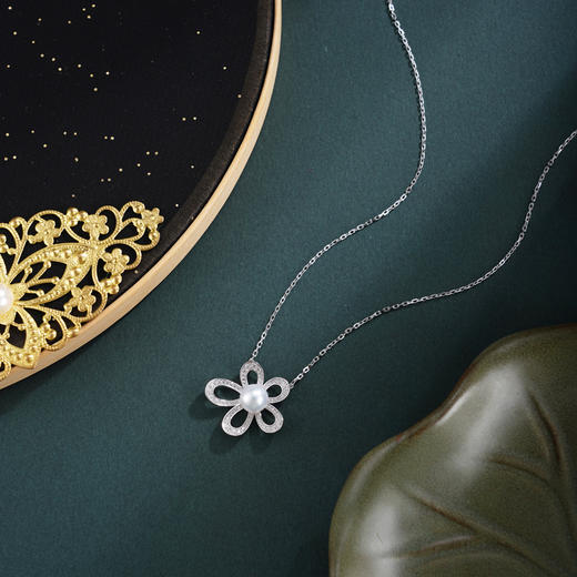 子佩集【‌花期正好】银S925珍珠惜王妃套链项链【L9859】双色五瓣花2602 商品图2