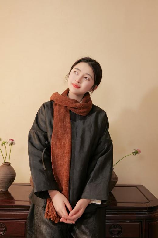 漫物记平板香云纱圆领系带棉上衣xys-318 商品图1