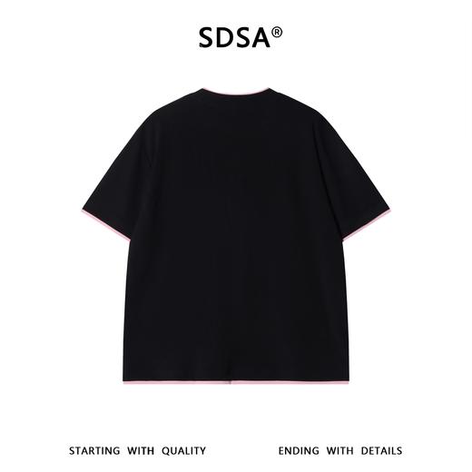 SDSA男装2026新款高贵轻奢潮牌撞色拼接假两件短袖T恤百搭时尚 商品图4