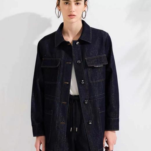 F033168牛仔裤套装新款银丝薄棉牛仔外套抽绳直筒简约松紧腰阔腿裤 商品图8