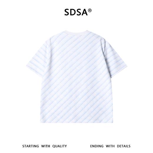 SDSA男装2026新款高贵轻奢简约撞色斜条纹肌理拉链短袖T恤百搭 商品图4