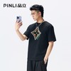 PINLI品立2026夏季新款男士字母花纹菱形烫钻圆领落肩短袖T恤上衣BG262111023 商品缩略图3