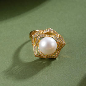 子佩集【芳华永驻】银S925珍珠惜王妃戒指【YR0068】镀金五瓣花