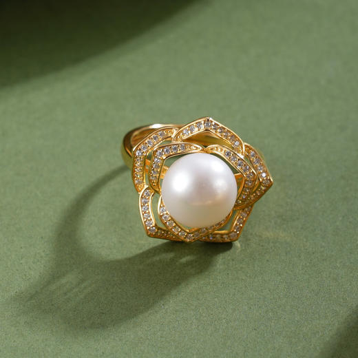 子佩集【芳华永驻】银S925珍珠惜王妃戒指【YR0068】镀金五瓣花 商品图0