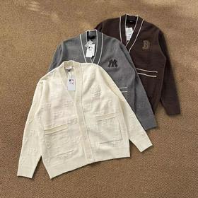 F033108夏季新款慵懒感男女情侣时尚暗纹浮雕老花长袖针织开衫